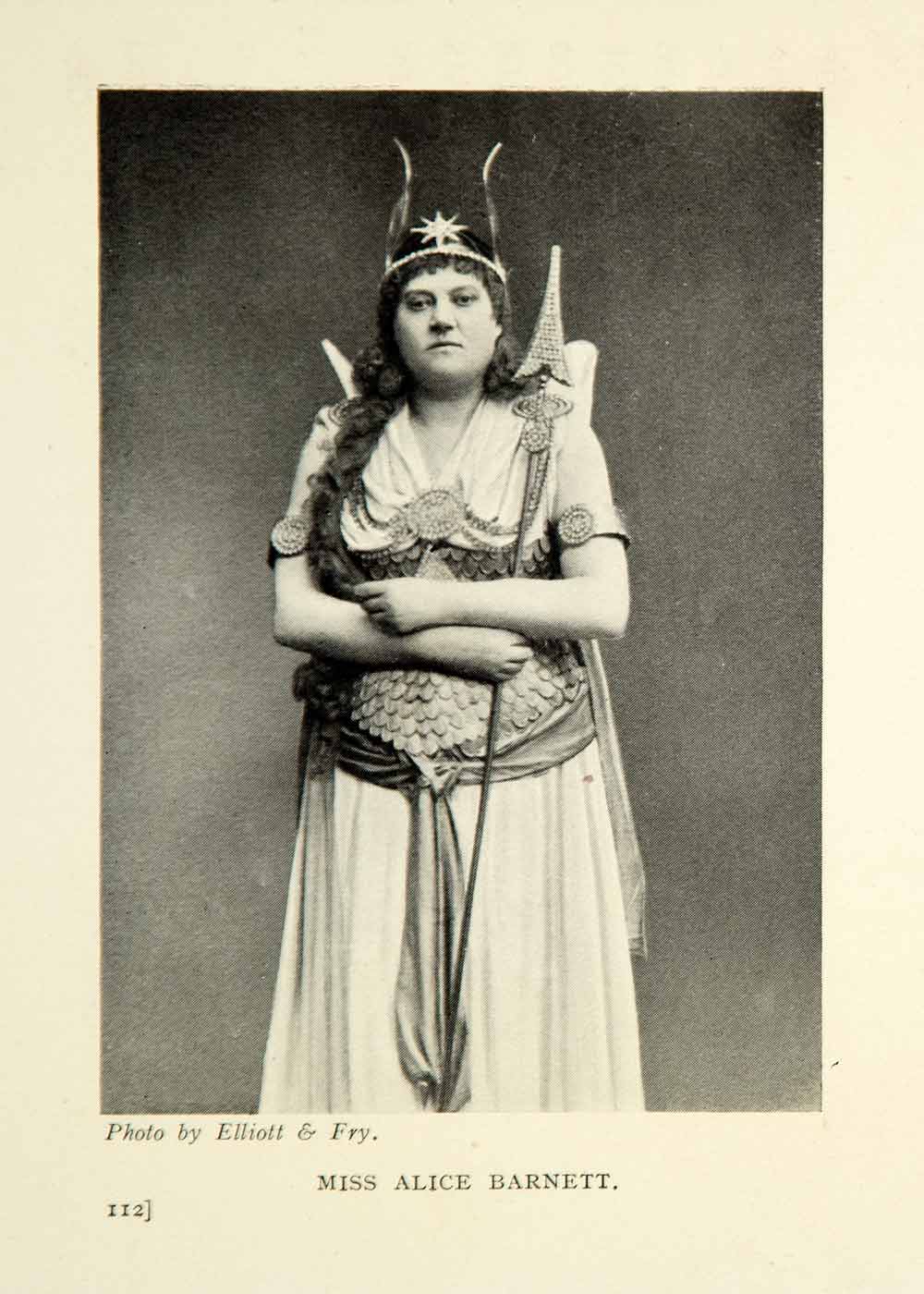 1914 Print Portrait Alice Barnett English Actress Opera Singer Viking Horns XMD5
