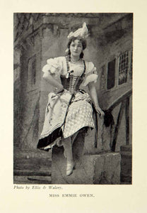 1914 Print Portrait Emmie Owen English Opera Singer Actress Costume Theater XMD5