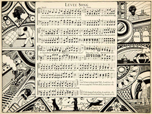 1927 Print Levee Folk Song African American Black Americana Railroad XME2