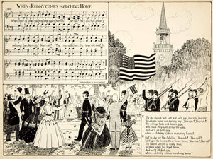 1927 Print When Johnny Comes Marching Home Civil War Song Union Soldiers XME2