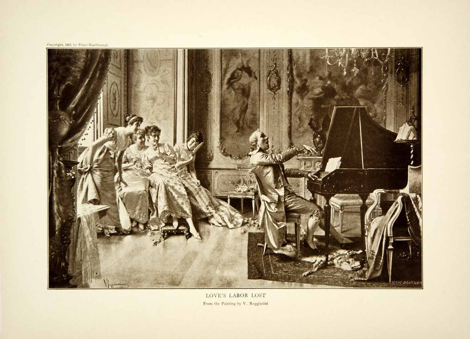 1912 Print Vittorio Reggianini Art Pianist Musical Instrument Parlor XME5
