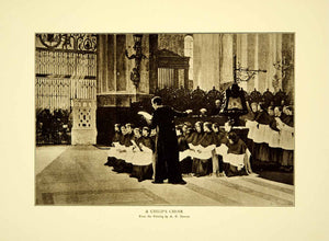 1918 Print Albert Pierre Dawant Art Childrens Boys Choir Church Music XME6