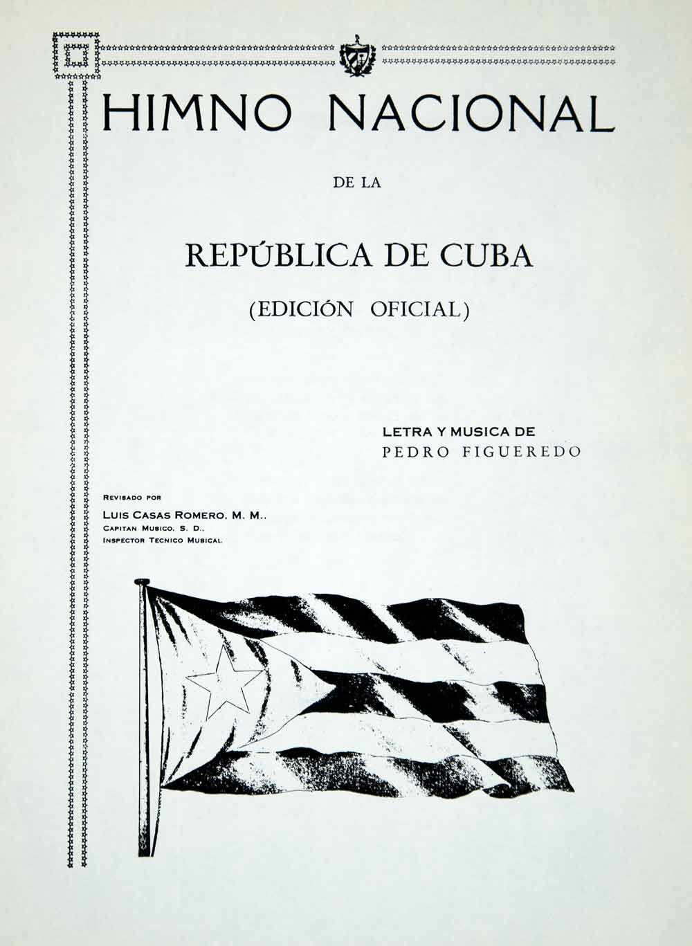 1949 Sheet Music Cuba Himno Nacional National Anthem La Bayamesa Song XME7 - Period Paper
 - 1