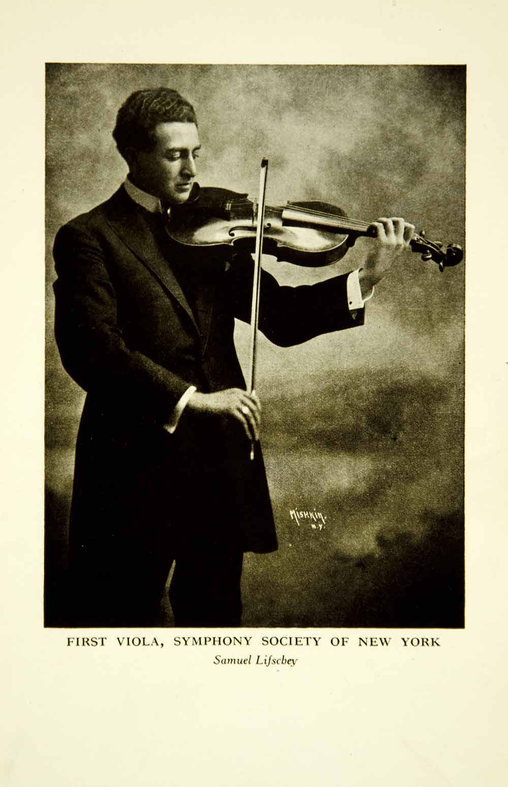 1917 Print Samuel Lifschey Portrait Viola New York Symphony Musical XMF1