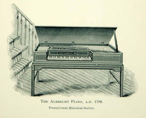 1890 Wood Engraving Art Charles Albrecht Piano Musical Instrument 18th XMF5