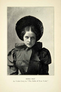 1900 Print Edna May Portrait Violet Grey Belle New York Broadway Musical XMF6