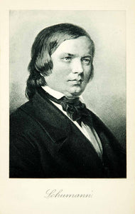 1898 Photogravure Robert Schumann Portrait German Romantic Era Music XMF9
