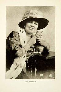 1912 Print Fley Dereyne Portrait Soprano Opera Singer Music Cat Kitten Pets XMG2