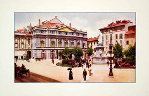 1908 Color Print Teatro Scala Opera House Milan Italy Neoclassical XMG3