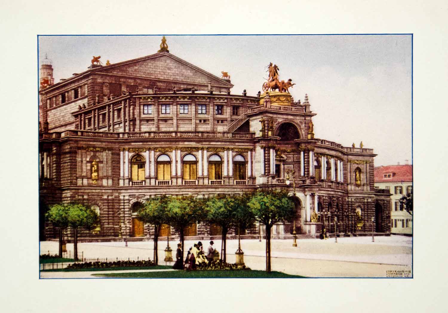 1908 Color Print Semperoper Opera House Dresden Germany Architecture Ballet XMG3