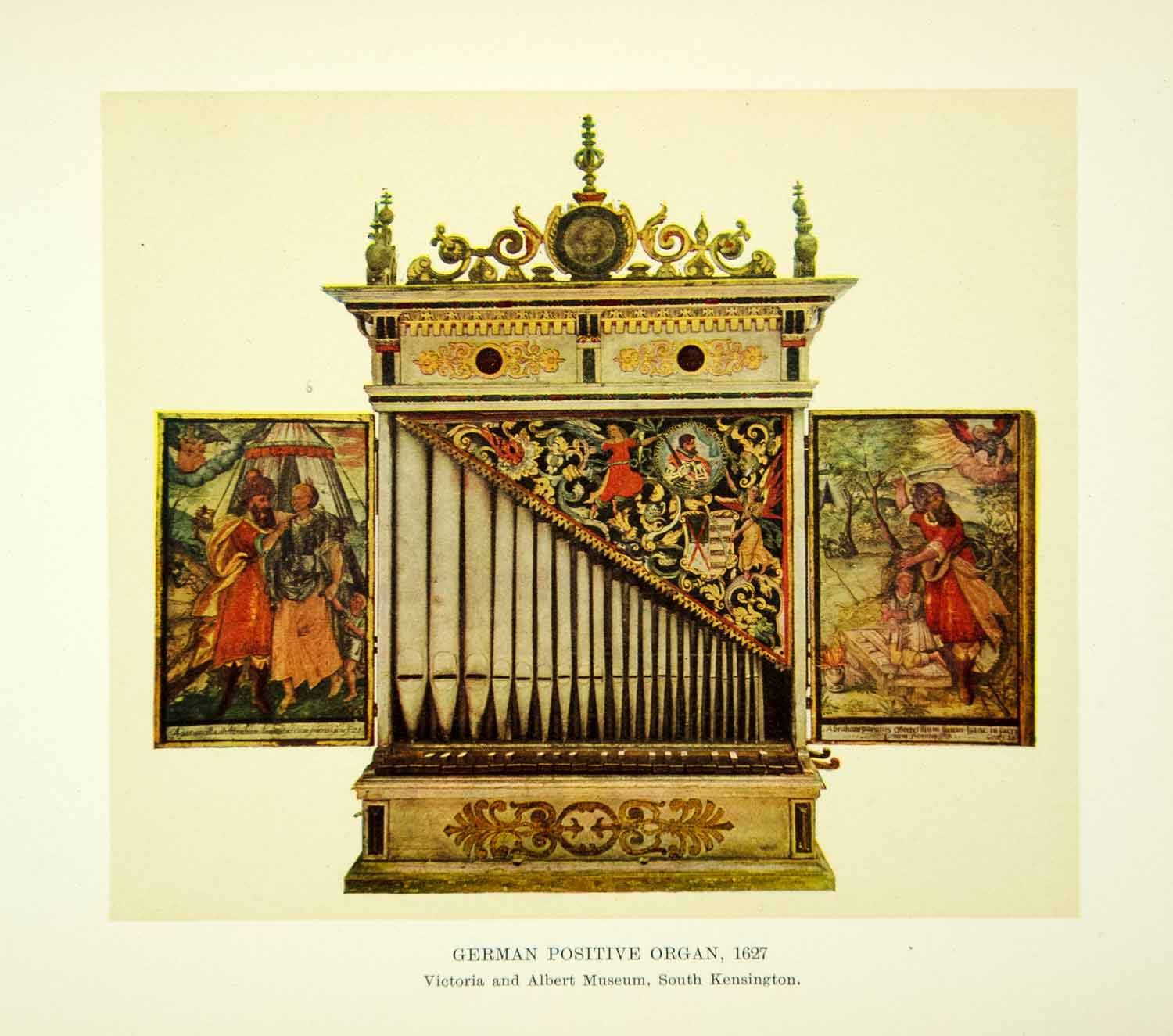 1927 Color Print Art Gottfried Frtizsche Positive Organ Music Instrument XMG4