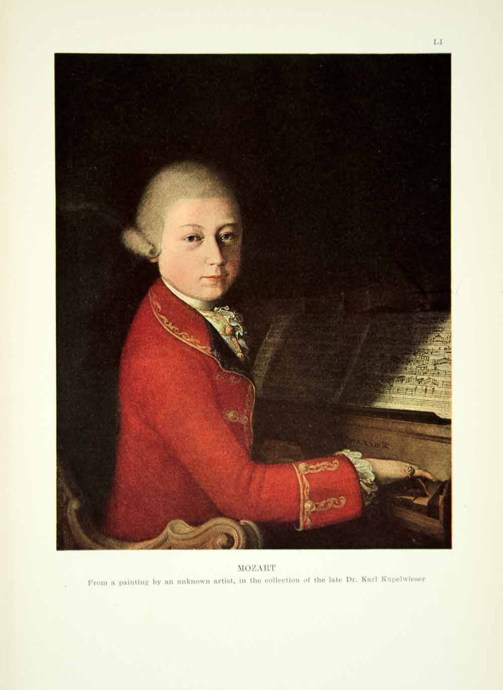 1927 Color Print Art Wolfgang Amadeus Mozart Classical Music Composer XMG4 - Period Paper
