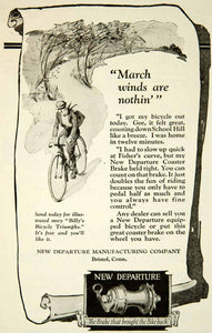 1923 Ad New Departure Bicycle Coaster Brake Part March Wind Ride Billys YAB1