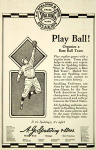 1923 Ad AG Spalding Baseball Team Uniform Sporting Goods Athlete New York YAB1