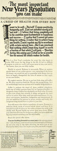 1926 Ad New Years Resolution Creed Boys Health Postum Breakfast Drink YAB1