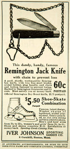 1926 Ad Remington Jack Knife Iver Johnson Shoe Skate Combo 8 Cornhill YAB1