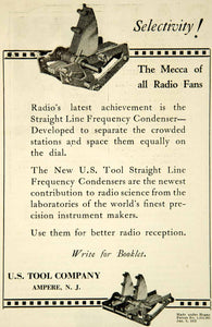 1926 Ad Radio Straight Line Frequency Condenser Part Signal Reception YAB1
