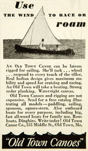 1934 Ad Old Town Canoes 555 Middle St Maine Sailboat Nautical Lateen Rigged YAB2