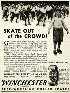1934 Ad Winchester Free Wheeling Roller Skates Ball Bearings Boy Children YAB2