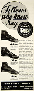 1934 Ad Grips Speed Shoes Beacon Falls Rubber CT Kayo Racer Athletic YAB2