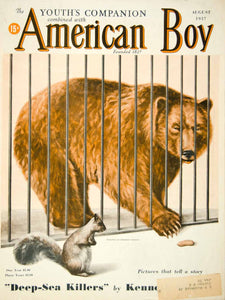 1937 Cover Youths Companion American Boy Herbert Christy Art Bear Squirrel YAB3