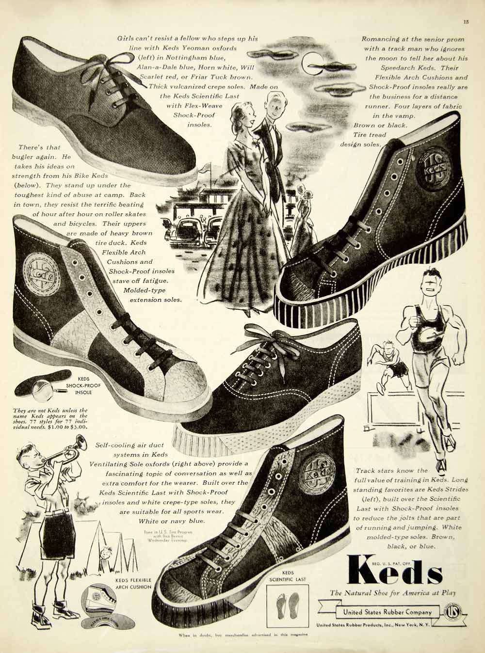 1938 Ad Keds United States Rubber Shoes Footwear Sneakers Yeoman Oxfords YAB3