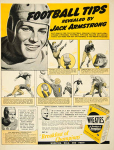 1939 Ad Wheaties Breakfast Cereal Food Football Player Sport Tips Jack YAB3
