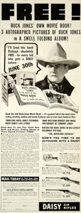 1938 Ad Daisy Air Rifle Buck Jones Special Movie Book 206 Union St Plymouth YAB3