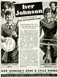 1938 Ad Iver Johnson Bikes .22 Bolt Action Safety Rifle 17 River St YAB3