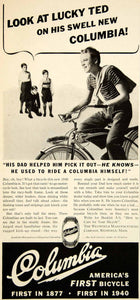 1940 Ad Columbia Bicycle Westfield MA Lucky Ted Transportation Youth YAB3