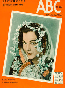 1949 Cover ABC Maria Montez Actress September Dutch Shawl Famous Star YABC1
