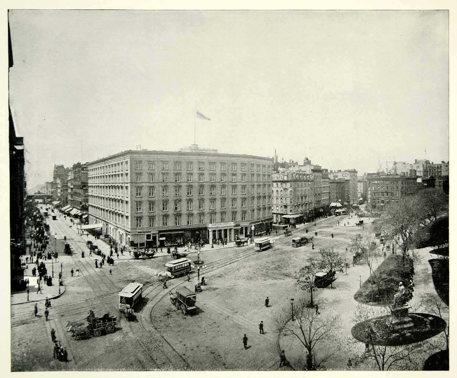 1894 Print Fifth Ave Madison Square New York City Metropolis Urban Downtown YAC1