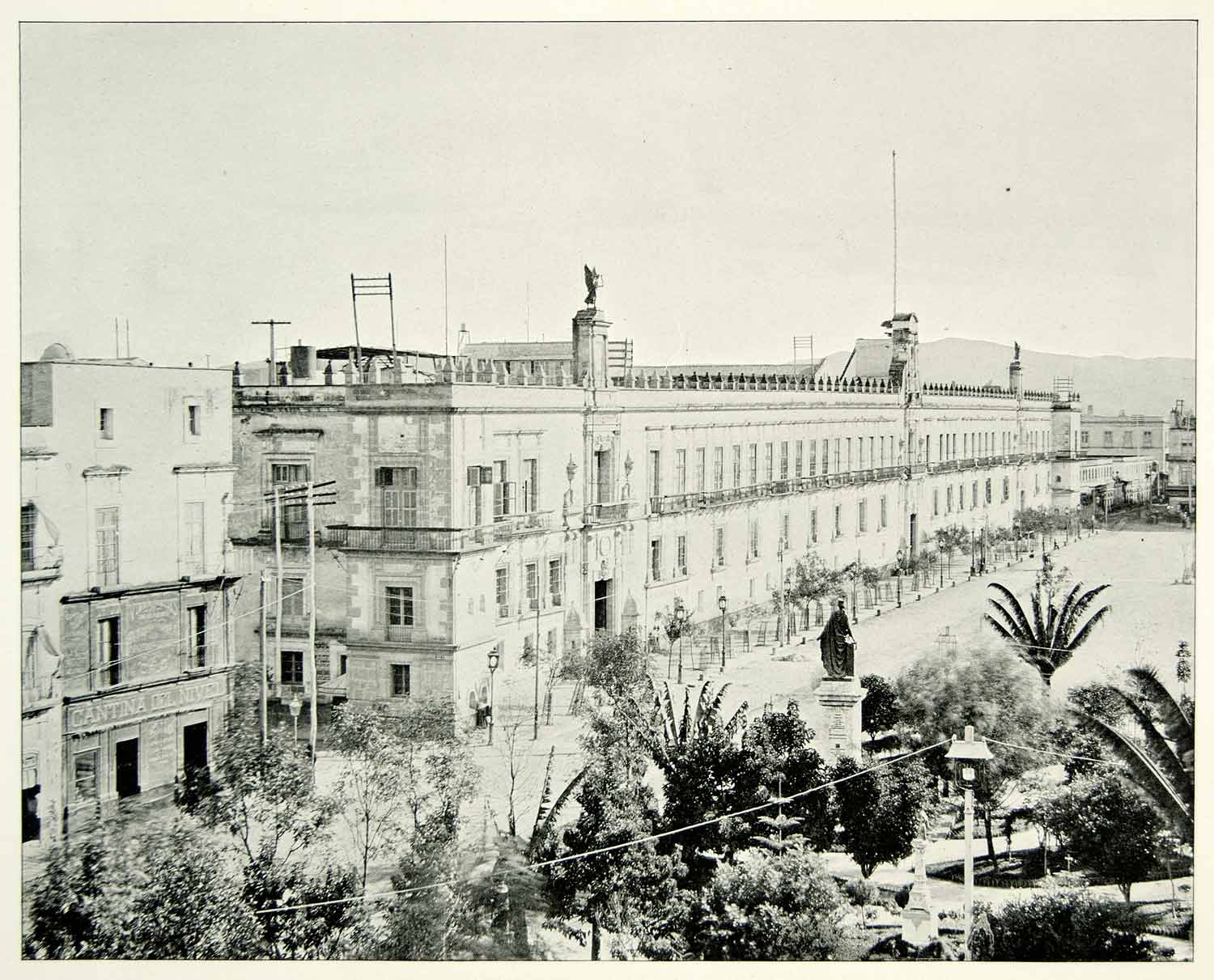 1894 Print National Palace Mexico City Plaza De La Constitucion Red YAC1