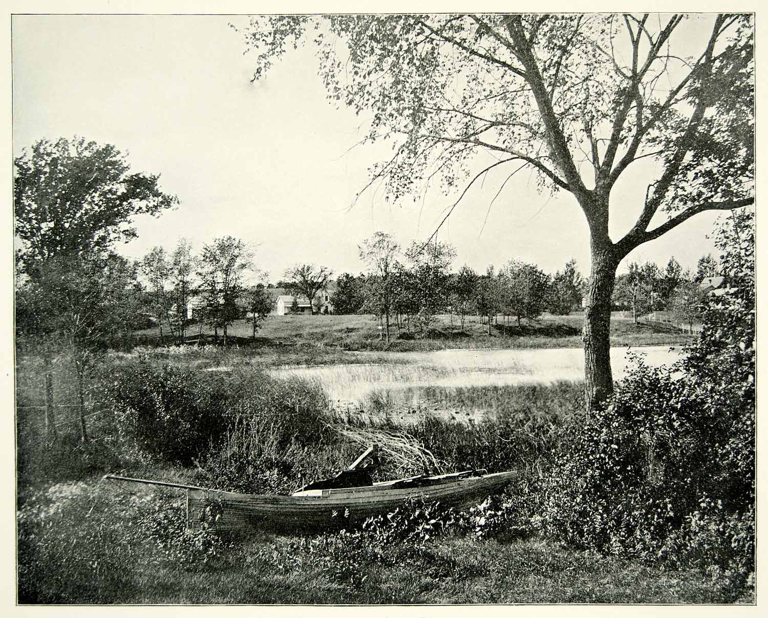 1894 Print Bay Lac La Belle Oconomowoc Wisconsin Waukesha County Boat Shore YAC1