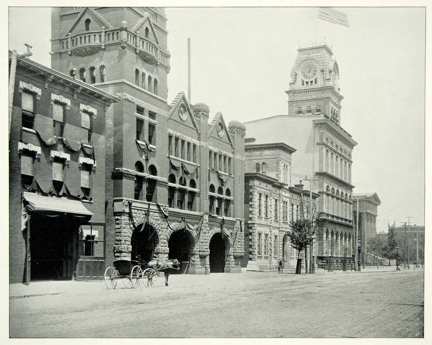 1894 Print Jefferson Street Louisville Kentucky Civic Buildings Cityscape YAC1