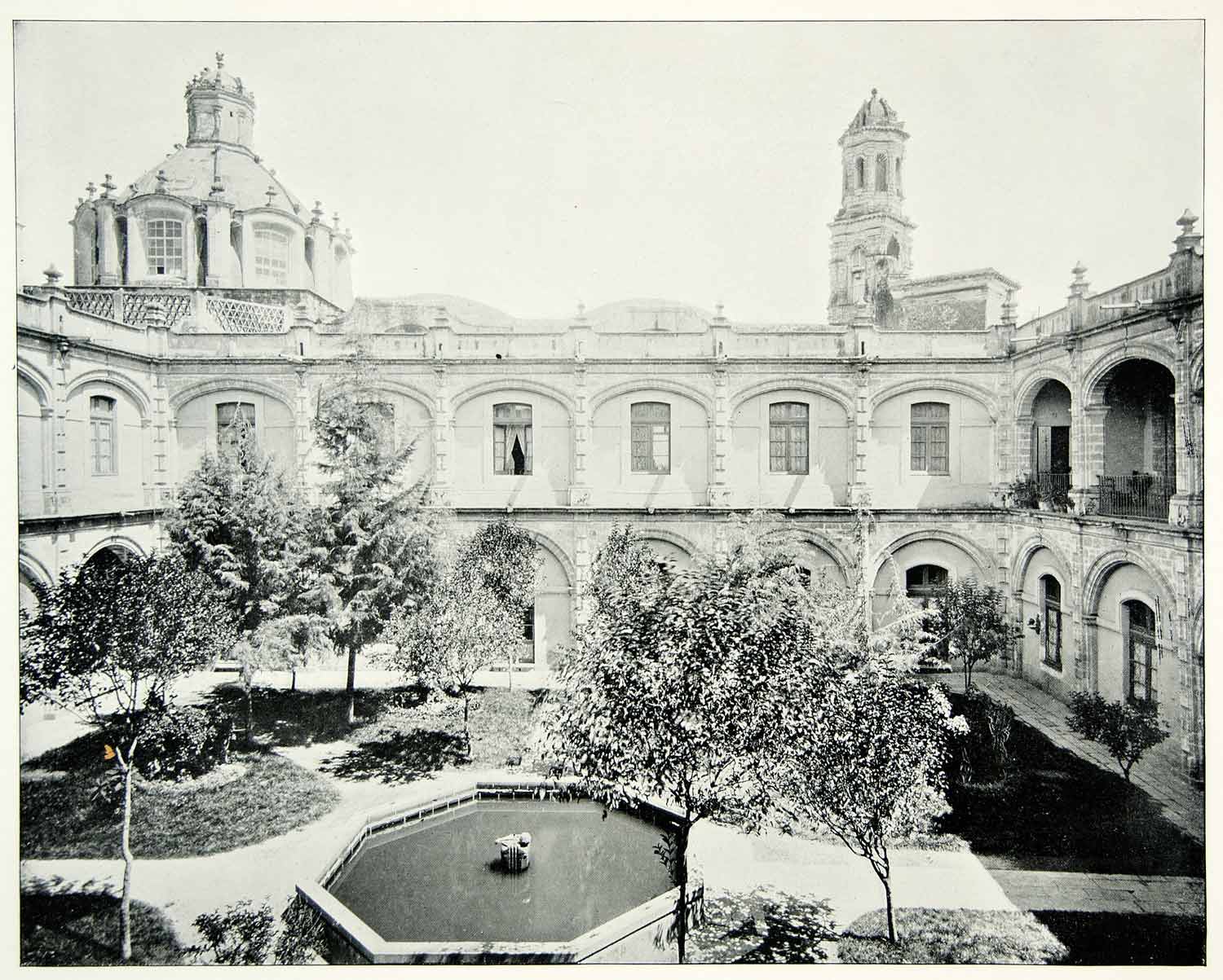 1894 Print San Hipolito Convent Mexico City Roman Catholic Facade YAC1