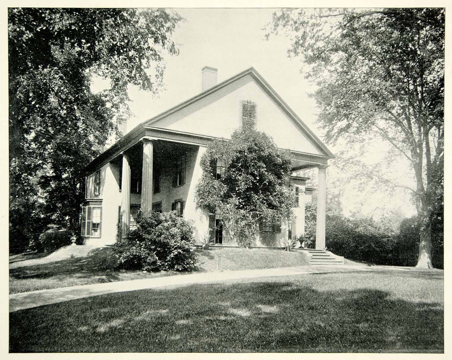 1894 Print John G Whittier Quaker Poet House Danvers Massachusetts Colonial YAC1