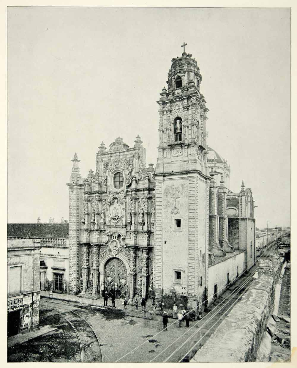 1894 Print La Santisima Trinidad Cathedral Mexico City Architecture Plaza YAC1
