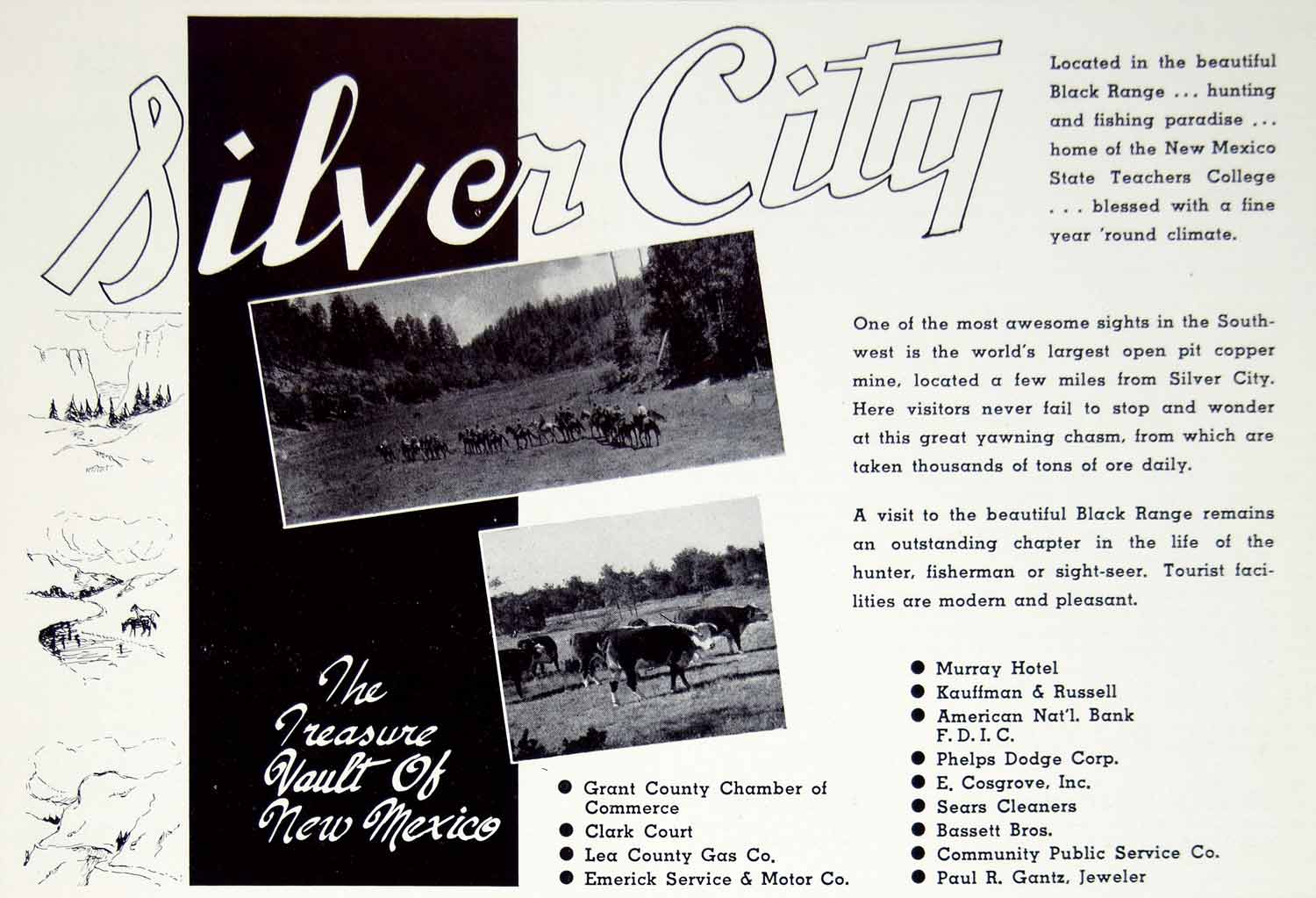 1941 Ad Silver City New Mexico Murray Hotel Black Range Cattle Paul Gantz YAH1