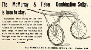 1896 Ad Antique McMurray Fisher Combination Sulky Harness Racing Marion OH YAHB1