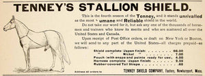 1896 Ad Antique Tenney Stallion Shield Horse Pouch Harness Newburyport MA YAHB1