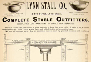 1896 Ad Lynn Stall Co. 2 Sea St. MA Horse Stable Outfitters Construction YAHB1