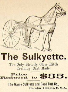 1896 Ad Antique Wayne Sulkyette Horse Road Cart Racing Training Decatur IL YAHB1