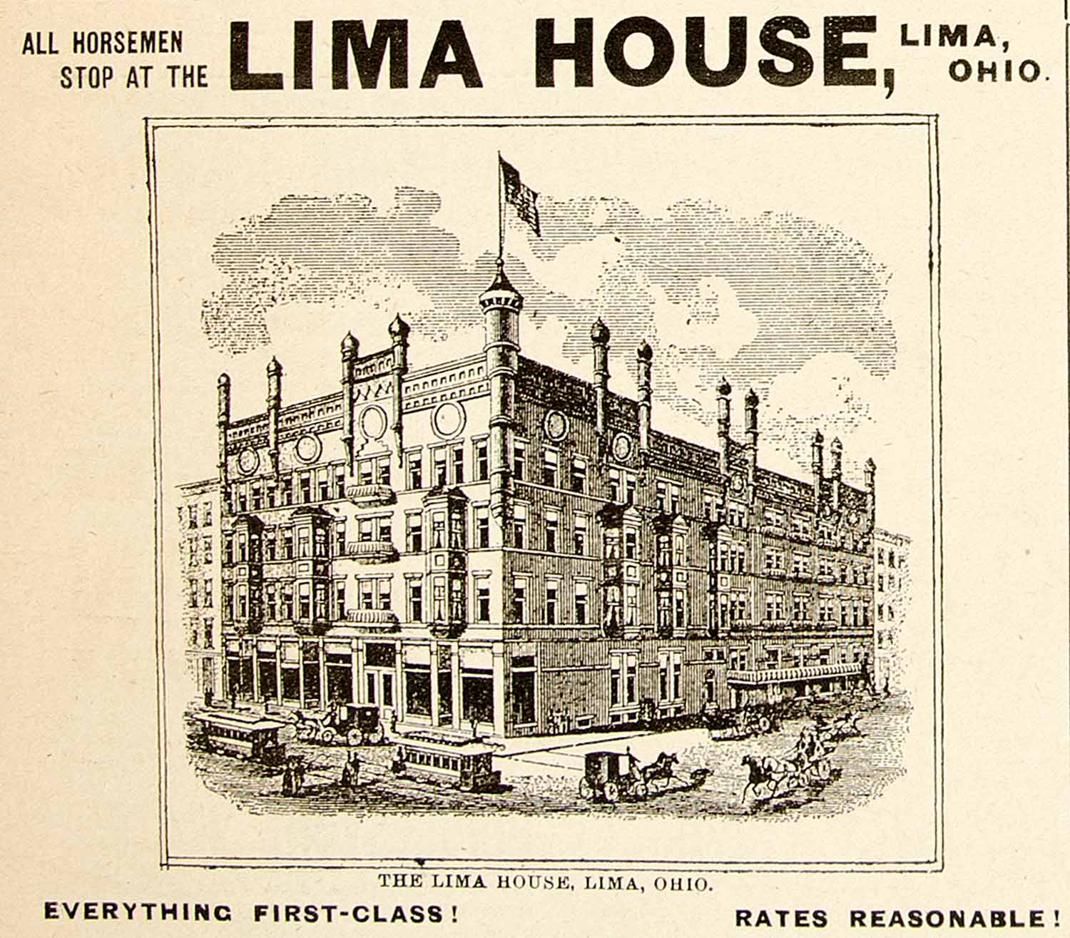 1896 Ad Antique Lima House Hotel Building Victorian Architecture Ohio YAHB1