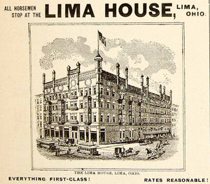 1896 Ad Antique Lima House Hotel Building Victorian Architecture Ohio YAHB1