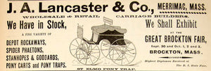 1896 Ad Antique St Elmo Pony Trap Buggy Horse-Drawn Carriage J A Lancaster YAHB1