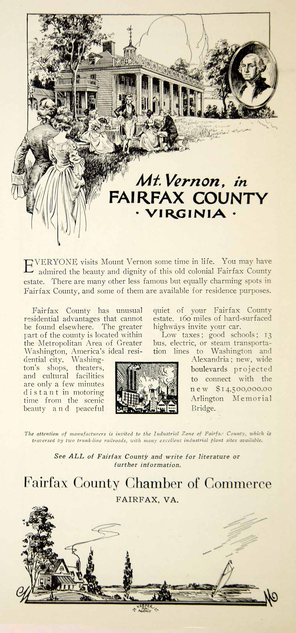 1928 Ad Mount Vernon Fairfax County Virginia Washington Chamber Commerce YAM1