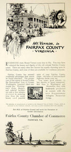 1928 Ad Mount Vernon Fairfax County Virginia Washington Chamber Commerce YAM1