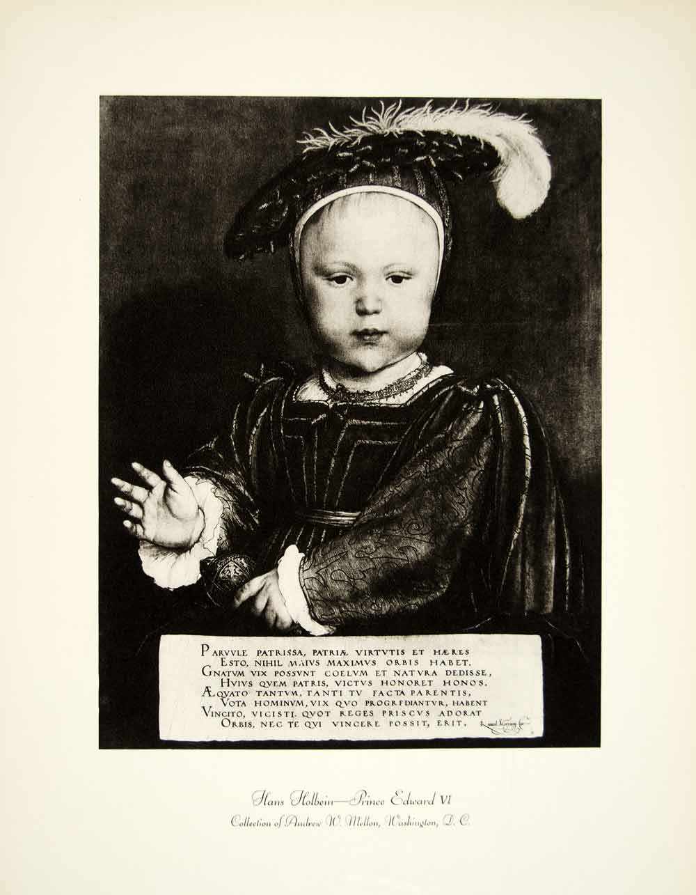 1931 Photogravure Hans Holbein Younger Portrait Prince Edward VI