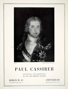 1931 Ad Paul Cassirer Antique Art Gallery Francisco Goya Portrait Manuel YAN1